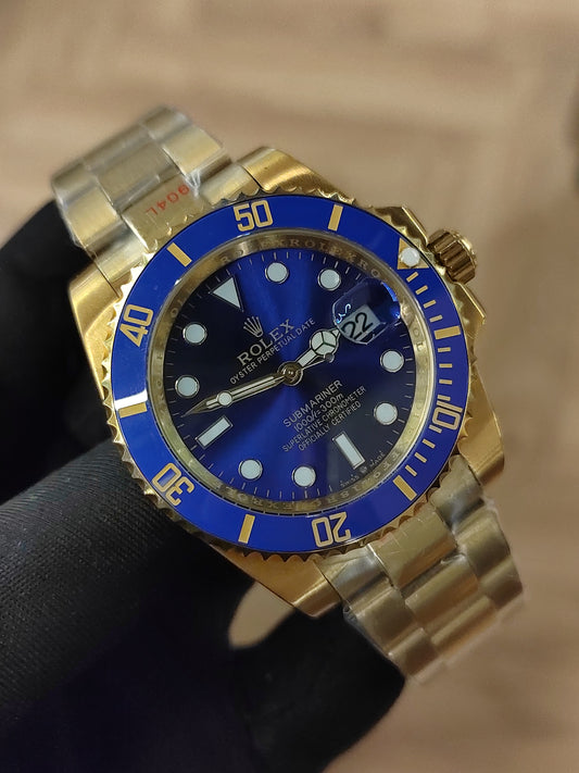 ساعة سبمارين - ذهبي مينا زرقاء