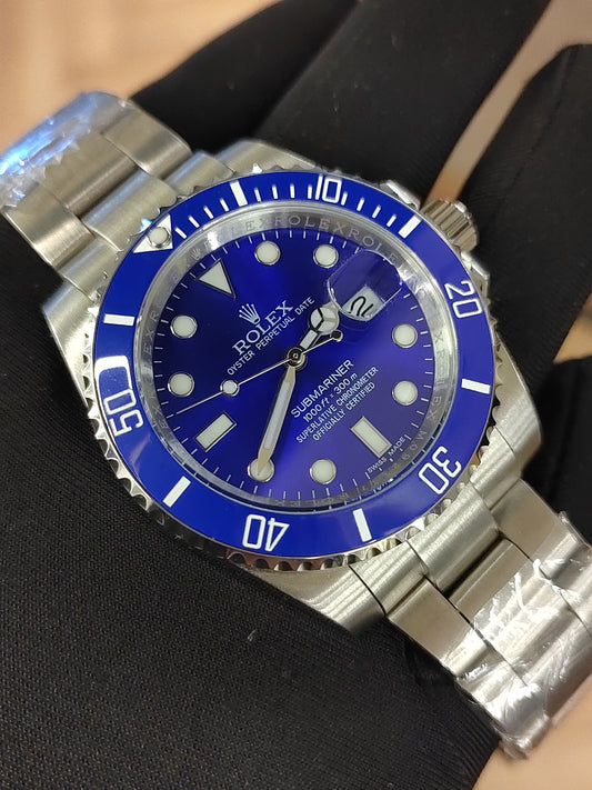 ساعة سبمارين - فضي مينا زرقاء