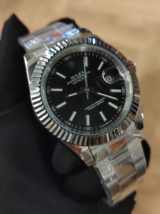 ساعة  ديت جست - فضي مينا سوداء