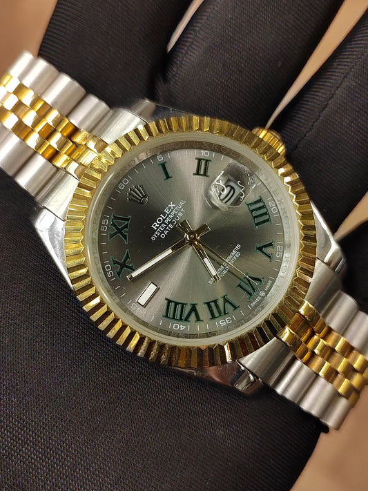 ساعة  ديت جست ارقام رومانية - فضي مع ذهبي