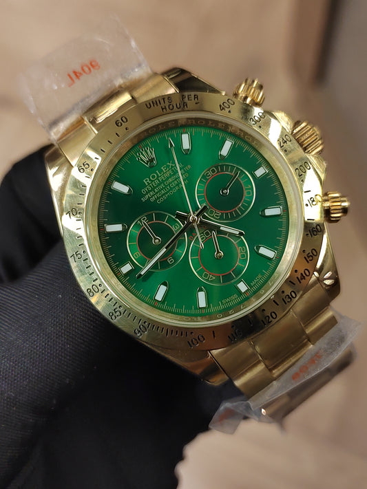 ساعة دايتونا كرونوغراف - ذهبي مينا خضراء