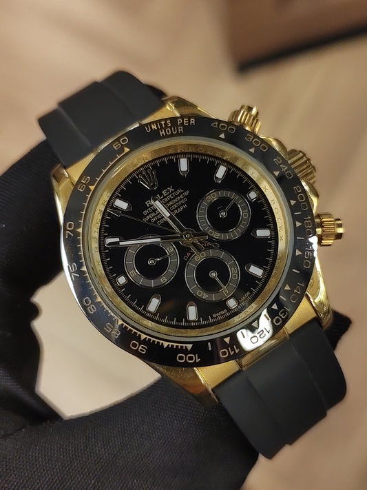 ساعة  دايتونا سوار رابر - اسود مع ذهبي