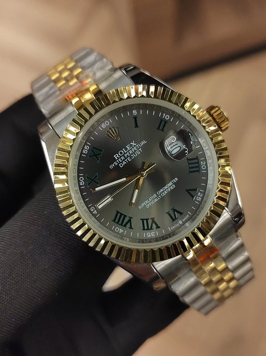 ساعة  ديت جست ارقام رومانية سوار جوبلي - فضي مع ذهبي