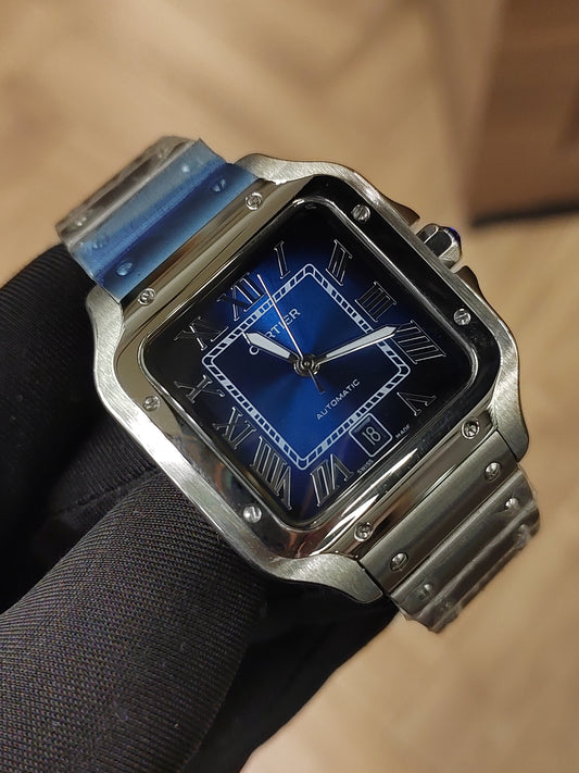 ساعة سانتوس - فضي مينا زرقاء